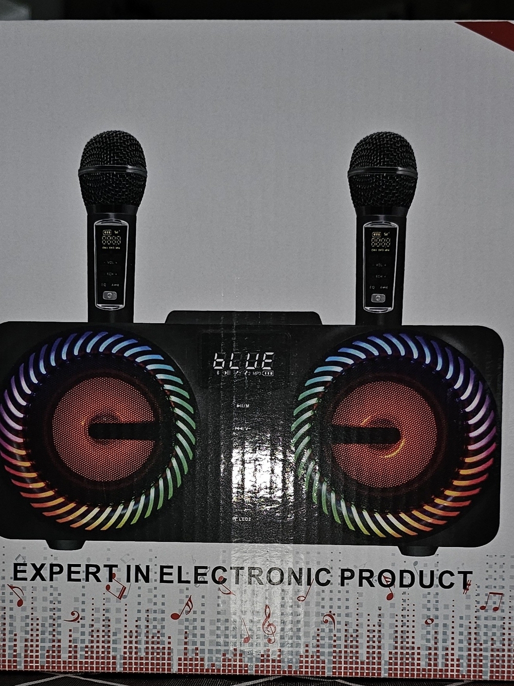 Portable Bluetooth Party Speaker with Dual Microphones - Black